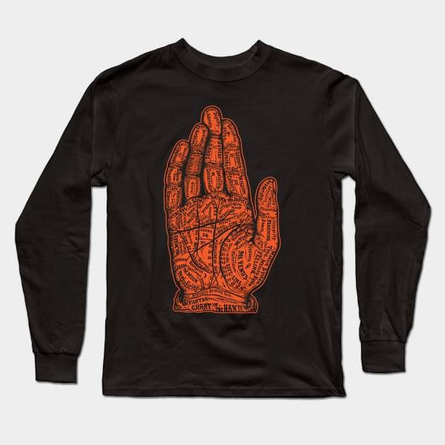 Vintage Palm Reading Chart Long Sleeve T-Shirt by tommartinart